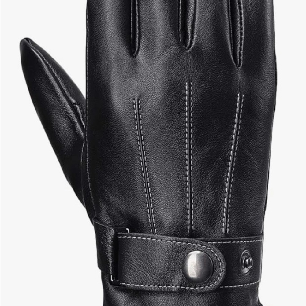 Men's Black Leather Gloves V1 / Size: Large. New (Available now)